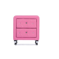 Baxton Studio BBT3084-Pink-NS Stella Crystal Tufted Modern Nightstand